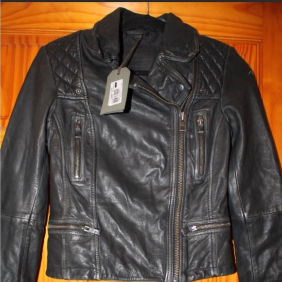 ALLSAINTS- quilted Cargo Leather Biker Jacket - Picture 9 of 11